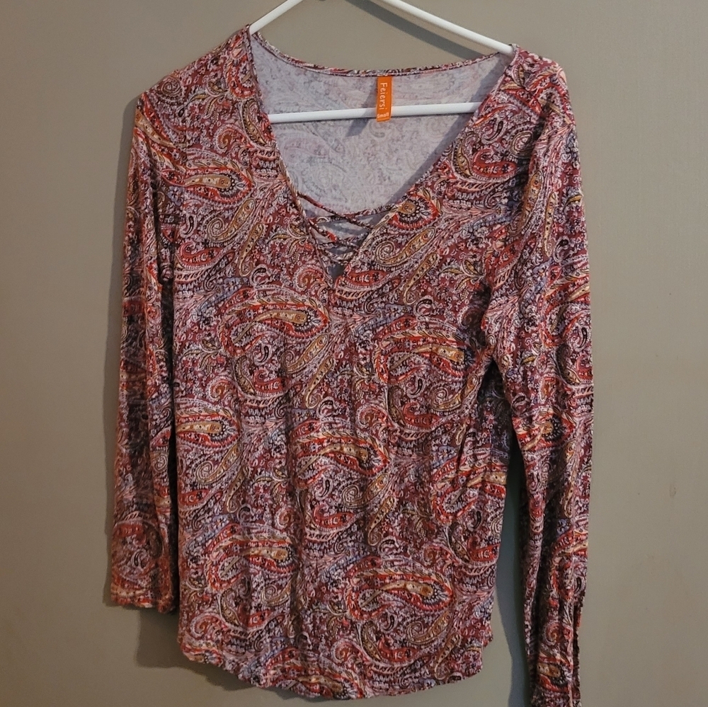 FEIERSI Red Ruched 3/4 Sleeve Blouse